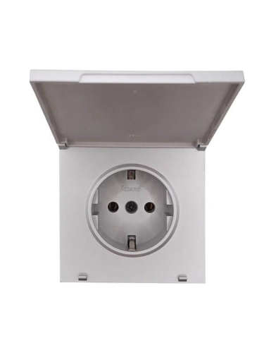 Розетка 1-мест. с/з с крышкой ПБТ СП ZIMA IP20 16А безвинт. зажим сер. матов. LEZARD 704-7488-123BQC