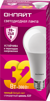 Лампа светодиодная 90 536 OLL-A70-32-230-2.7К-E27 32Вт грушевидная 2700К E27 90-240В PRO ОНЛАЙТ 90536