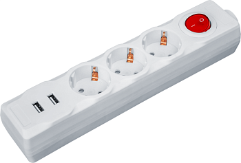 Удлинитель 3х1.8м с заземл. 16А IP20 61 455 NPE-USB01-03-180-ESC-3х1 2хUSB 2.1А 3х1 с выкл. Navigator 61455