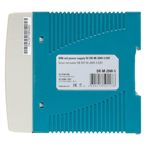 Блок питания на DIN рейку 20Вт Uвх 220В AC m Uвых - 5В DC постоянного тока EKF DR-M-20W-5