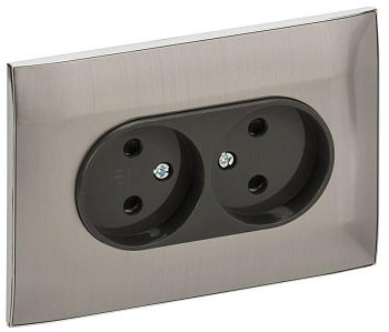 Розетка 2-м SKANDY 10А без заземл. защ. штроки в сборе SK-R09N никель IEK SK-R23-10-K50-F