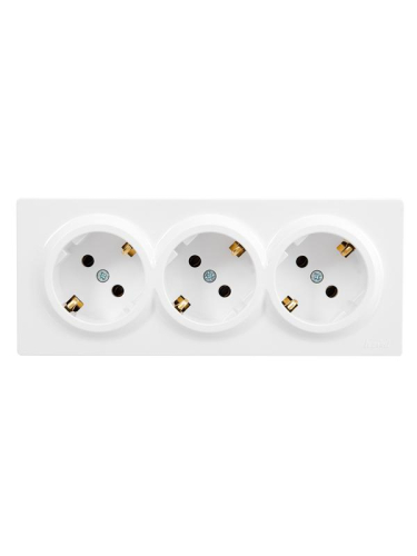 Розетка 3-м ОП LETO с заземл. закрытый корпус ПБТ бел. LEZARD 752-0200-127BUP