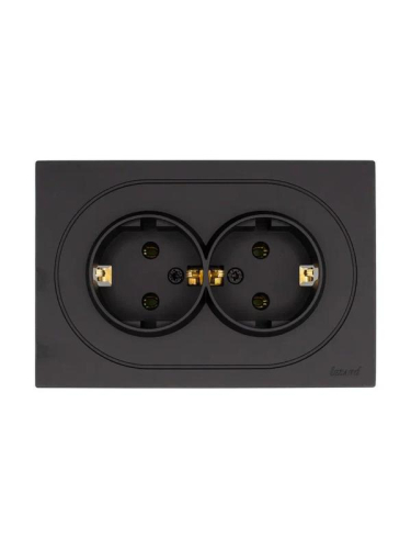 Розетка 2-м СП OSEN с заземл. ПБТ механизм черн. бархат LEZARD 743-4200-127B