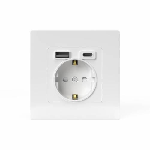 Розетка 1-м СП Pixel с заземл. с 2-мя заряд. устр. USB тип A+C IP20 механизм бел. TOKOV ELECTRIC TKE-PX-R1U2AC-C01