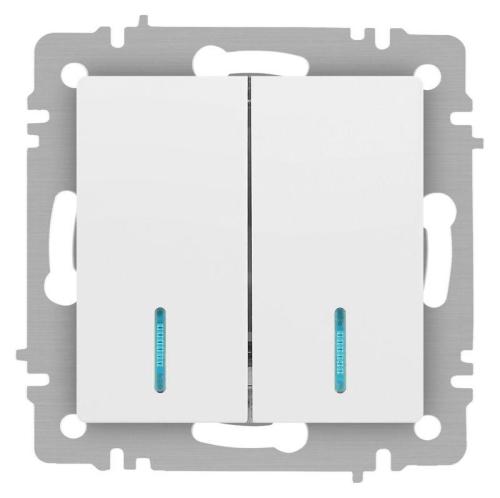 Выключатель Accent 6-105-01М двойн. с подсветкой 10А-250В IP20 СУ AL/CU бел. матов. Intro Б0063507