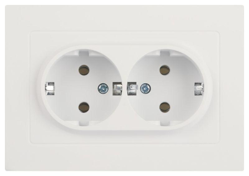 Розетка Accent 6-205-01М 2X2P+E Schuko 16А-250В IP20 СУ AL/CU бел. матов. Intro Б0063487