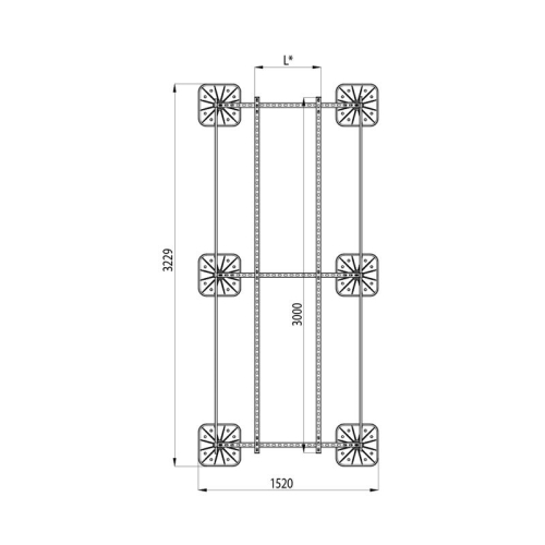 Конструкция опорная для установки оборудования TECHNORAPTOR FOOT 1200х3000 тип 1 KM-TR-F-SSEI-1200-3000-1 КМ TR0016