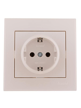 Розетка 1-м СП Rain с заземл. керамика жемчуж./бел. перламутр. LEZARD 703-3030-122