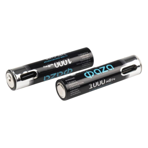 Аккумулятор литиевый AAA 1.5В Li-Ion 1000мВт.ч 660мА.ч зарядка от Type-C шнур в комплекте BL-2 (уп.2шт) ФАZА 5061637