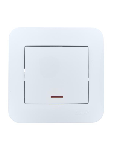 Выключатель 1-кл. 1п СП ASTI 10А IP20 с подсветкой в сборе бел. LEZARD 7081-0202-111