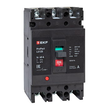 Выключатель автоматический 3п 40А 18кА LS125 ProPact EKF mccb-125-18-3-40-ls