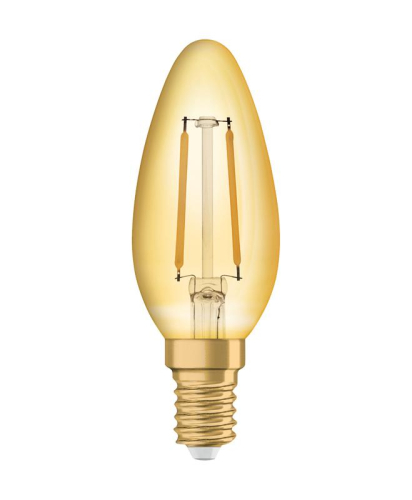 Лампа светодиодная филаментная Vintage 1906 LED CL B FIL GOLD 12 non-dim 1.5W/824 1.5Вт 2400К тепл. бел. E14 120лм 220-240В (замена 12Вт) зол. OSRAM 4058075293205
