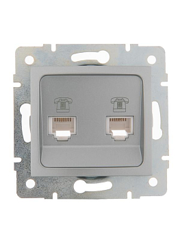 Розетка телефонная 2-м СП Karina RJ11 механизм матов. серебр. LEZARD 707-4388-138