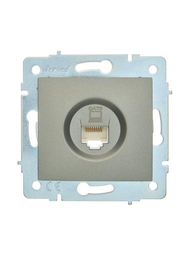 Розетка компьютерная 1-м СП ASTI IP20 RJ45 механизм Cat 6e платина. LEZARD 7081-3588-140
