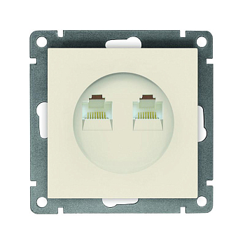 Розетка компьютерная 2-м СП Афина RJ45 кат.5E механизм сл. кость (ivory) Universal A1086-I