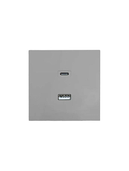 Розетка СП ZIMA IP20 Type-C + USB механизм сер. матов. LEZARD 704-7488-192TC