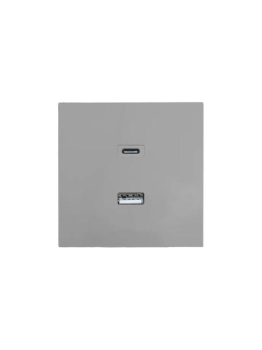 Розетка СП ZIMA IP20 Type-C + USB механизм сер. матов. LEZARD 704-7488-192TC