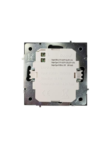 Розетка СП ZIMA IP20 Type-C + USB механизм черн. бархат LEZARD 704-4288-192TC