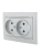 Розетка 2-м СП Mira 16А IP20 без заземл. со вставкой керамика сер. метал. LEZARD 701-1010-128