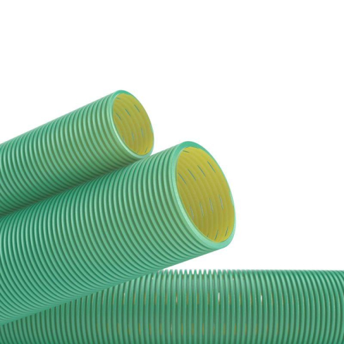 Труба гофрированная двустенная ПНД гибкая дренажная d110мм без фильтра SN8 перфорация 360град. зел. (уп.50м) DKC 140911-8K