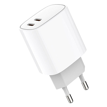 Устройство зарядное сетевое с двумя портами USB-C + USB-C 20Вт Rexant 18-2210
