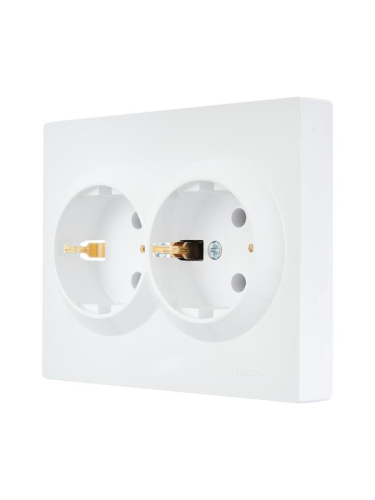 Розетка 2-м СП VESNA с заземл. ПБТ бел. LEZARD 742-0200-127B