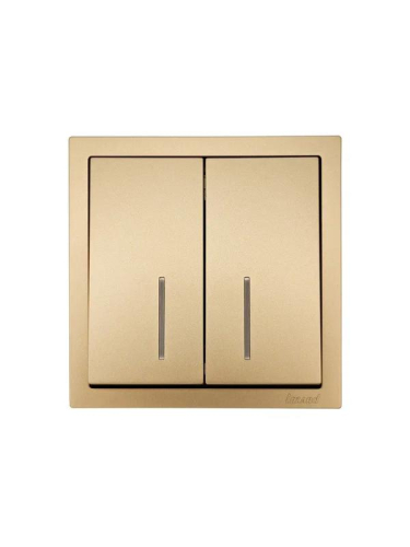 Выключатель 2-кл. с индик. СП ZIMA IP20 10А безвинт. зажим зол. LEZARD 704-3688-112QC