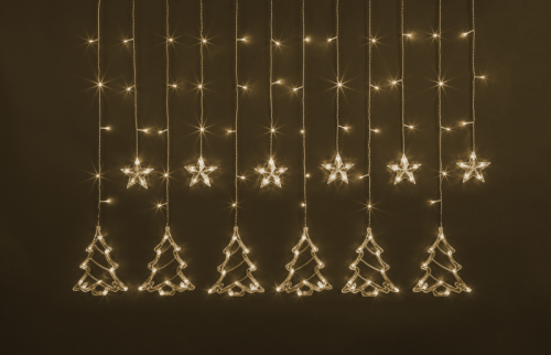 Гирлянда светодиодная "Бахрома" "Звезды и елочки" 95 006 NGF-D033-01 2.5х1м WW IP20 Navigator 95006