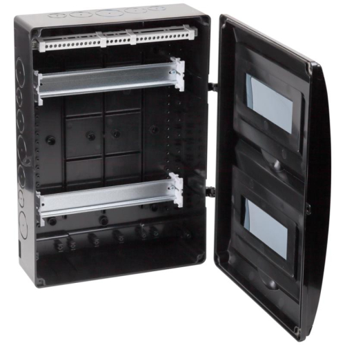 Щиток отркрытая проводка на 20 модулей с 2 вертик.дверцами 390х302х120мм черный IP65 УХЛ1 Ruvinil 69020Ч