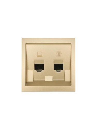 Розетка компьютерная + телефонная СП ZIMA IP20 механизм зол. LEZARD 704-3688-143