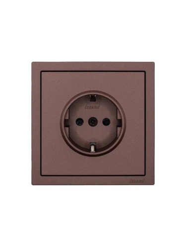 Розетка 1-мест. с защитн.шторк. ПБТ СП ZIMA IP20 10А безвинт. зажим шоколад LEZARD 704-7388-124BQC