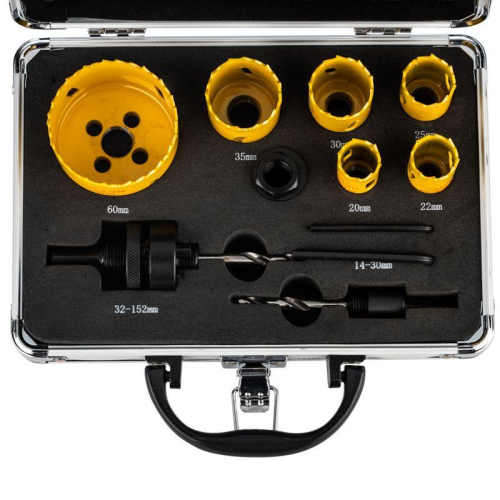 Набор коронок Bimetal (20 22 25 30 35 60) 11 предметов металлический кейс Kranz KR-92-0201-1