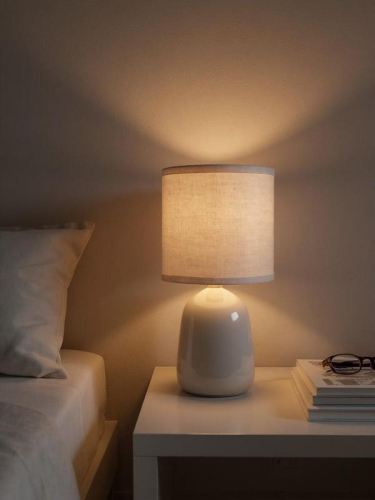 Светильник настольный JH2-02-gy E14 IP20 130х130х255мм керамика; ткань; PVC-пластик сер. JazzWay 5062320