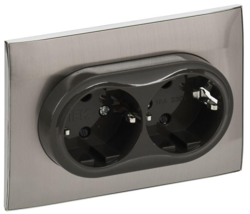 Розетка 2-м SKANDY 16А с заземл. защ. штроки в сборе SK-R07N никель IEK SK-R24-16-K50-F