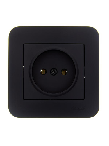 Розетка 1-м СП ASTI 16А IP20 без заземл. термопласт в сборе черн. бархат. LEZARD 7081-4242-121B