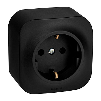 Розетка 1-м ОП Quteo 16А IP20 2P+E с заземл. без защ. шторок черн. матов. IEK 782472