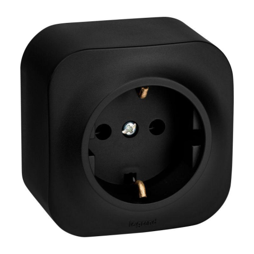 Розетка 1-м ОП Quteo 16А IP20 2P+E с заземл. без защ. шторок черн. матов. IEK 782472