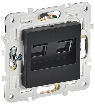 Розетка компьютерная двойная RJ45 кат.5E SKANDY SK-K03Bl черн. IEK SK-K20-1-K02