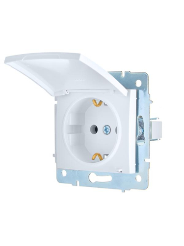 Розетка 1-м СП ASTI 16А IP20 с заземл. с крышкой термопласт механизм бел. LEZARD 7081-0288-123В