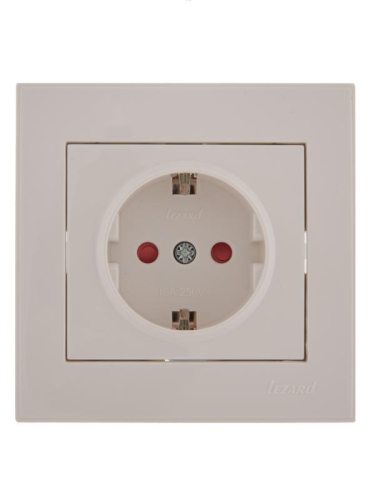Розетка 1-м СП Rain 16А IP20 защ. шторки керамика бел. LEZARD 703-0202-124