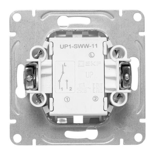 Выключатель проходной 1-кл. СП Эпика механизм бел. EKF UP1-SWW-11