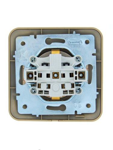 Розетка 1-м СП ASTI 16А IP20 с заземл. с крышкой термопласт в сборе золото. LEZARD 7081-3636-123В
