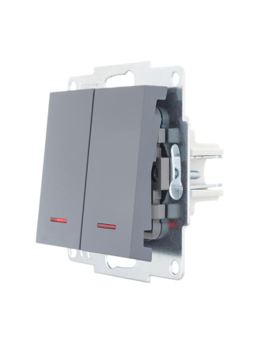 Выключатель 2-кл. СП Vesna с индикацией механизм графит LEZARD 742-3488-112