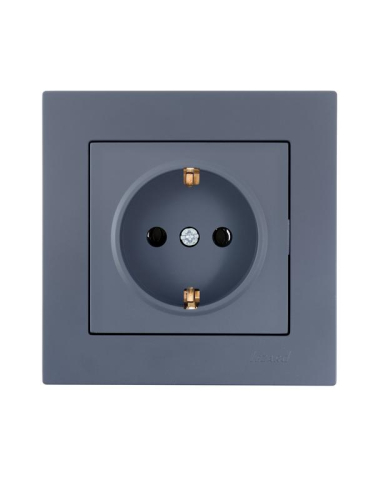 Розетка 1-м СП Vesna с заземл. защ. шторки ПБТ механизм графит LEZARD 742-3488-124B