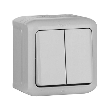 Переключатель проходной 2-кл. ОП Quteo 10А IP44 250В 10AX сер. Leg 782331