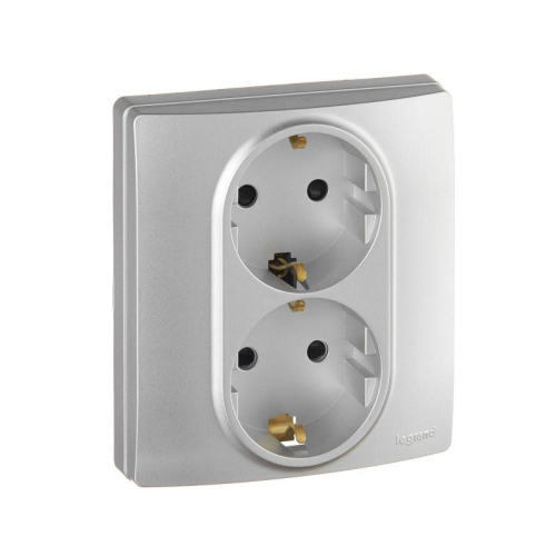 Розетка 2-м СП Inspiria 16А 250В с заземл. защ. шторки безвинтов. зажимы алюм. IEK 673757