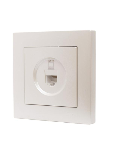 Розетка компьютерная 1-м СП Vesna механизм жемчуж./бел. перламутр LEZARD 742-3088-140