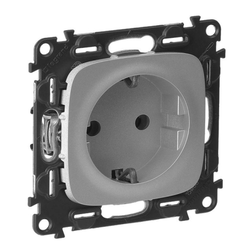 Розетка 1-м СП Valena Allure 16А IP2X 250В 2P+E винтов. клеммы механизм алюм. Leg 753935