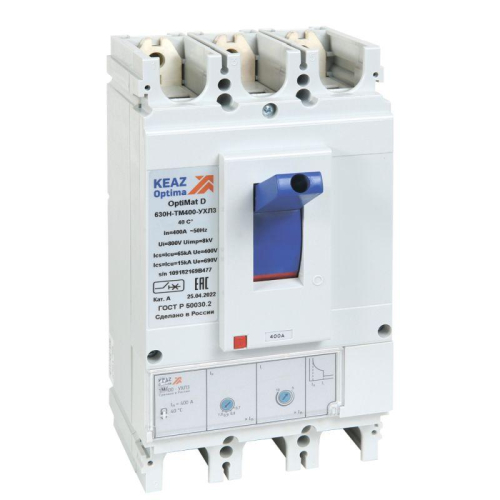 Выключатель автоматический OptiMat D630H-TM400 УХЛ3 КЭАЗ 291474