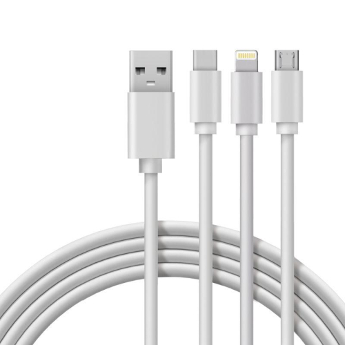 Кабель USB 3в1 Type-С (3А) Lightning (2.4А) micro USB (2А) 1м ПВХ Rexant 18-1127